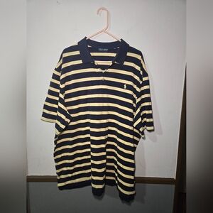 Ralph Lauren Polo Golf Pima Cotton Shirt Navy Blue Yellow Mens Size XXL